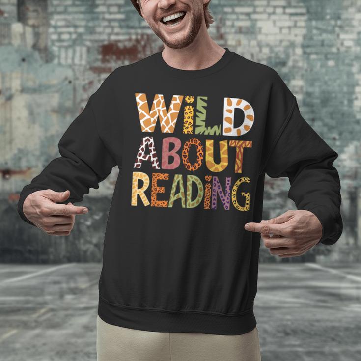 Wild About Reading Book Animal Children's Book Lover Teacher Unisex Sweatshirt