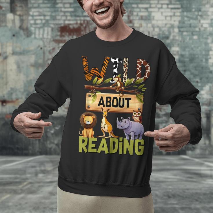 Wild About Reading Reading Books And Bookworm Library Day Unisex Sweatshirt