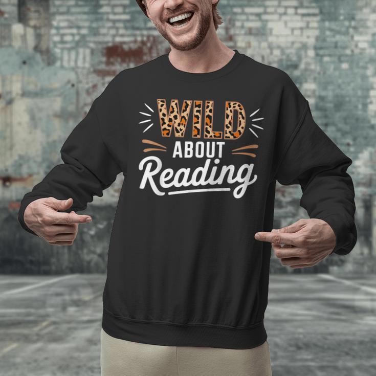 Wild About Reading Books Reader Lover Bookworm Leopard Print Unisex Sweatshirt