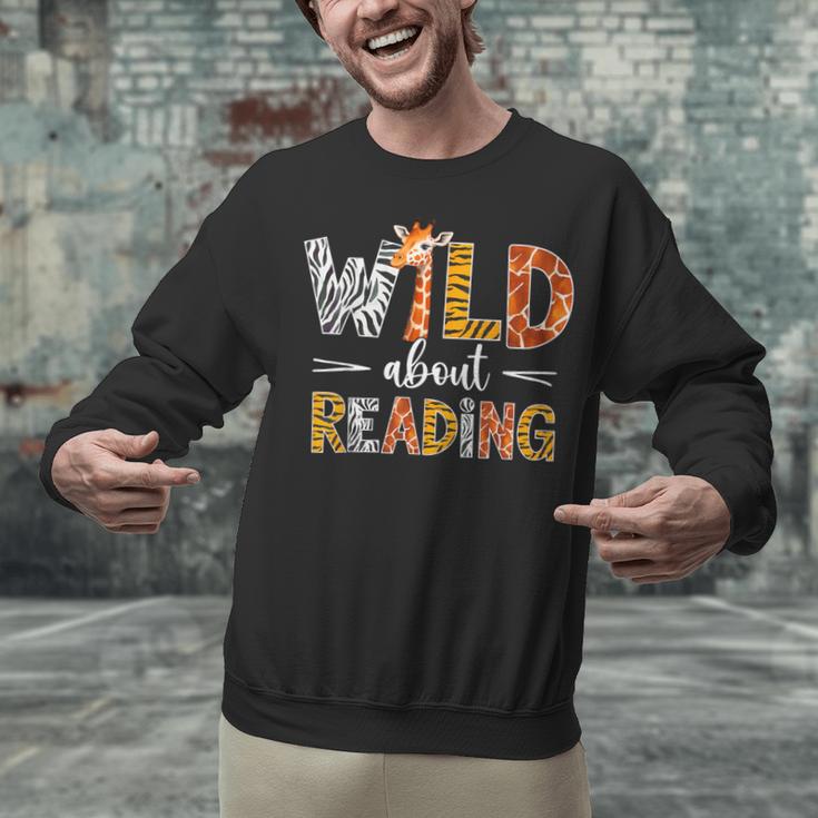 Wild About Reading Books Reader Teachers Kids Librarian Unisex Sweatshirt
