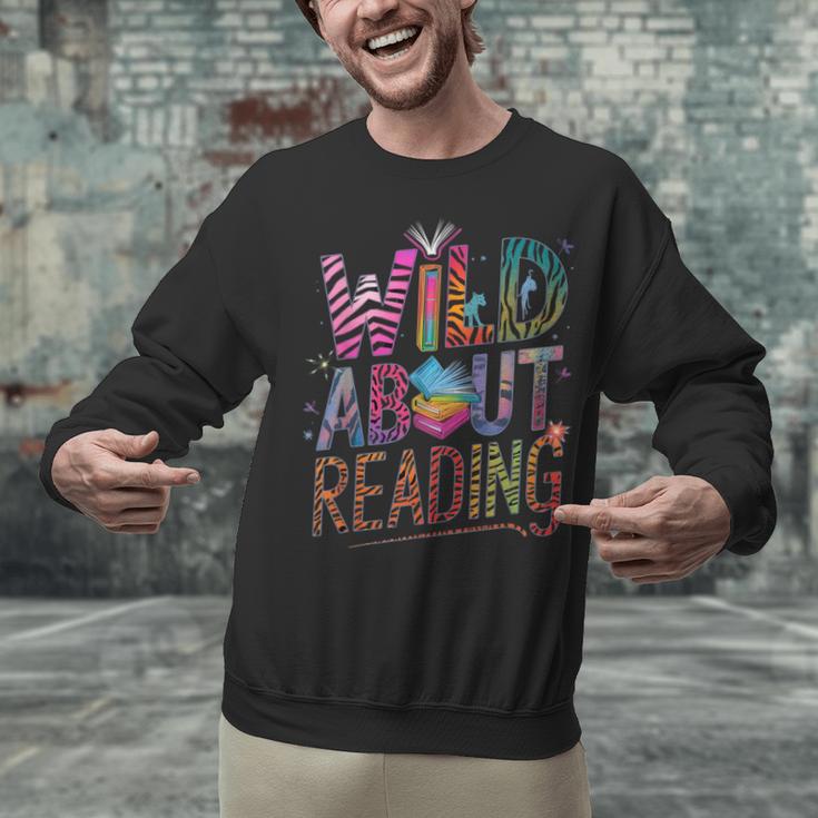 Wild About Reading Books Readers Lovers Bookworm Library Day Unisex Sweatshirt