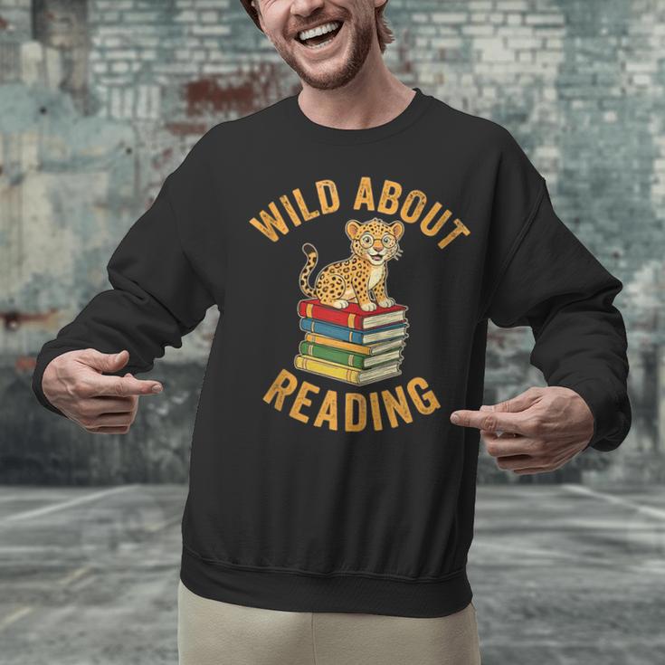 Wild About Reading Cute Leopard Teacher Kids Book Lover Unisex Sweatshirt