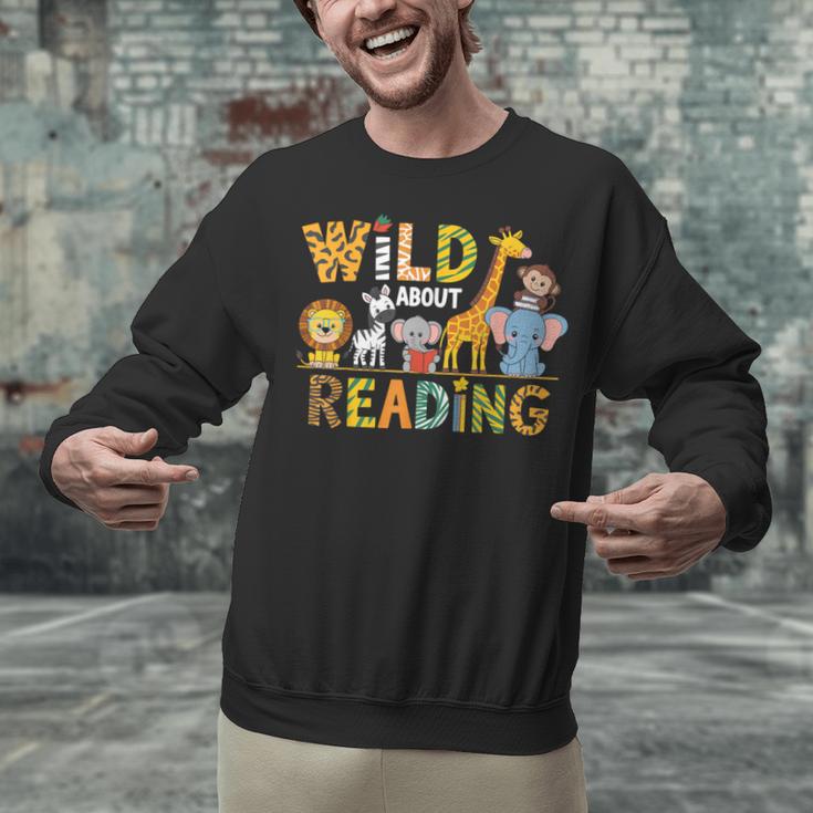 Wild About Reading Kid Love Wild Animal Books Back To School Unisex Sweatshirt Wild About Reading Kid Love Wild Animal Books Back To School Unisex Sweatshirt