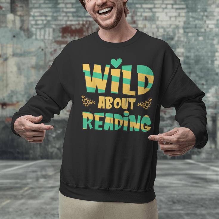 WILD ABOUT READING I Love Books Bookworm Library Day Unisex Sweatshirt
