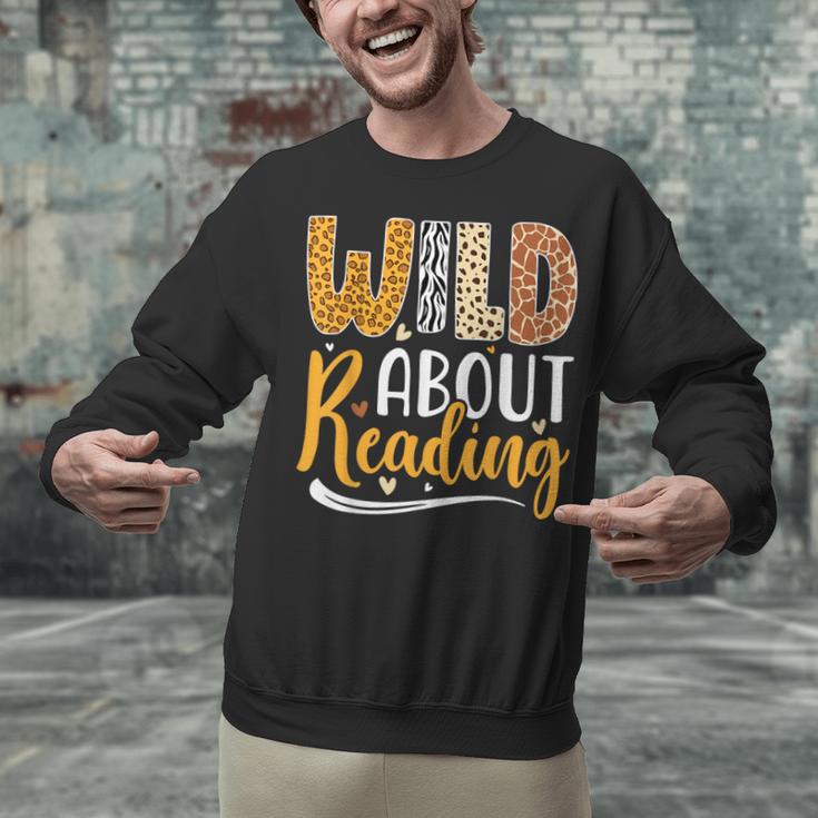 Wild About Reading Lover Bookworm Library Teacher Zoo Animal Unisex Sweatshirt
