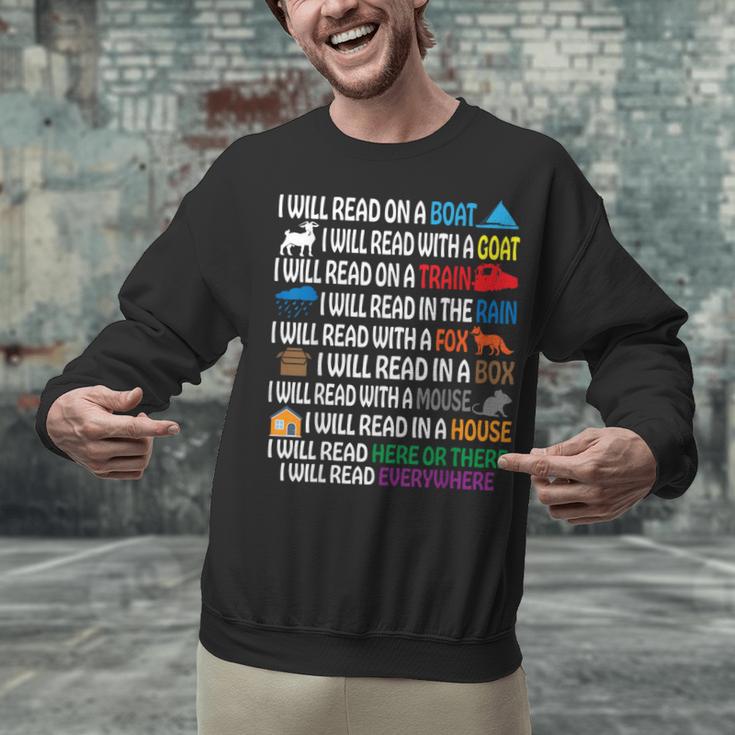 I Will Read Books On A Boat & Everywhere Reading Kids Book Unisex Sweatshirt