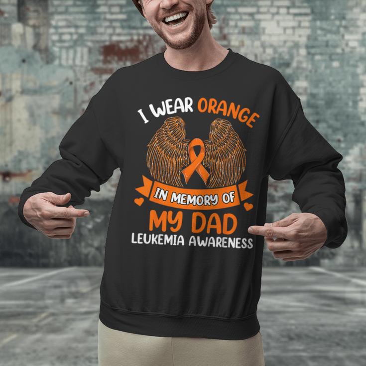 Wings Leukemia Shirt I Wear Orange In Memory Of My Dad Unisex Sweatshirt