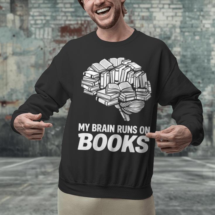 Women's My Brain Runs On Books Reading Bookworm Men Women Unisex Sweatshirt