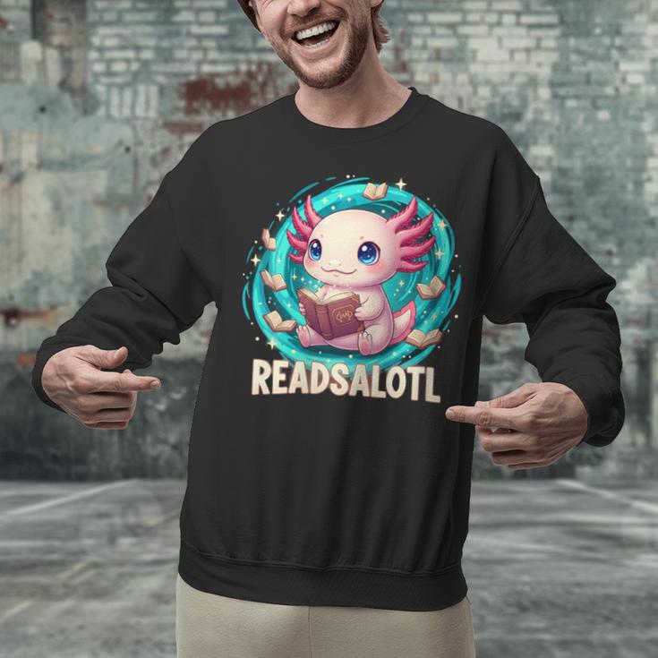 Women's Readsolotl Kawaii Axolotl Reading Book Lover Unisex Sweatshirt