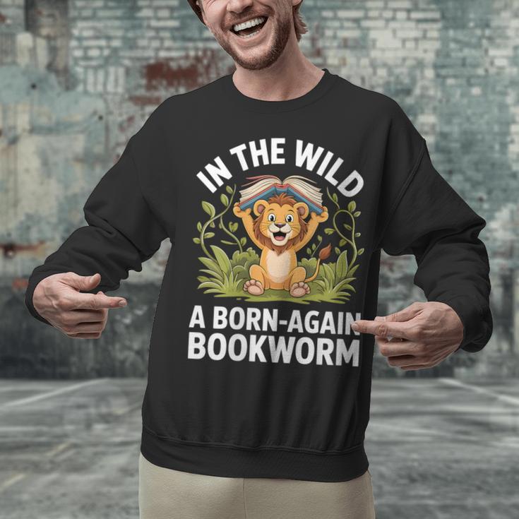 Women's Wild About Reading Book Reader Lion Zoo Animals Kids Unisex Sweatshirt