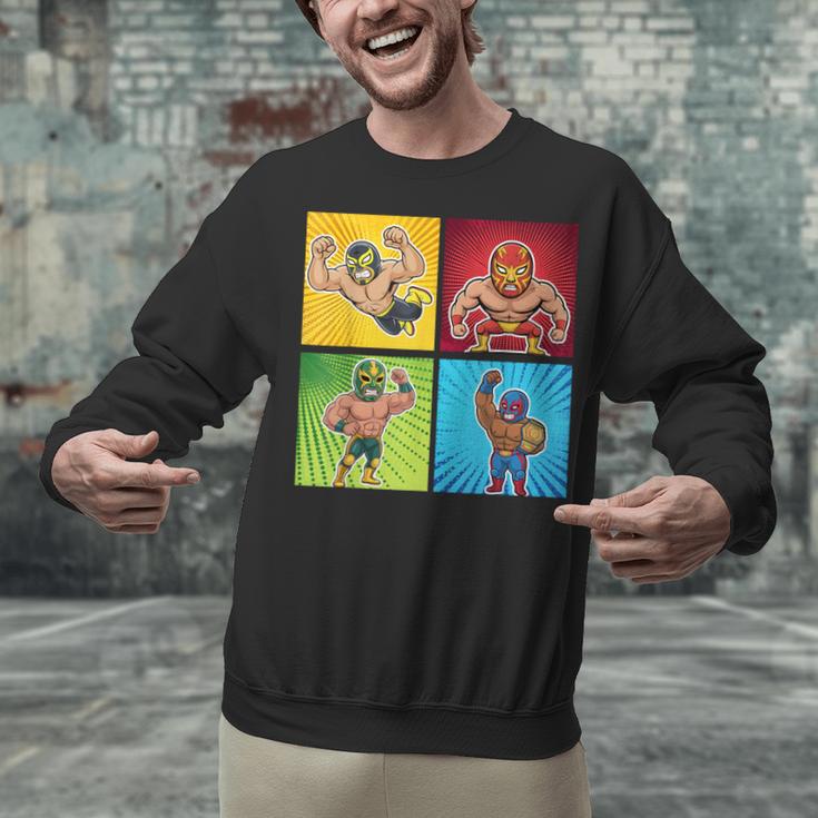 Wrestling Comic Book Wrestler Mexican Lucha Libre Mask Unisex Sweatshirt Wrestling Comic Book Wrestler Mexican Lucha Libre Mask Unisex Sweatshirt