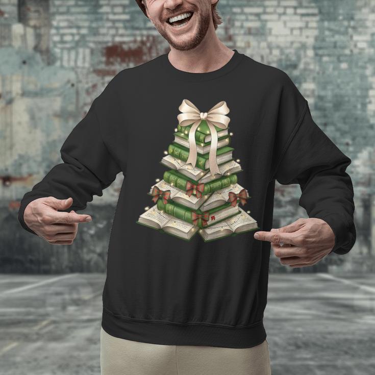 Xmas Tree Books Merry Christmas Coquette Bow Teacher Holiday Unisex Sweatshirt