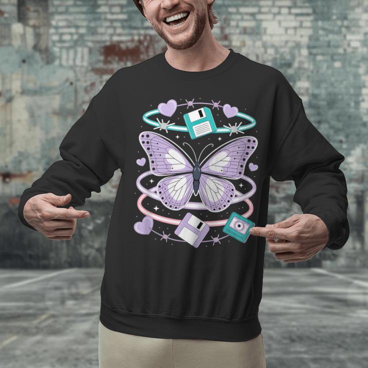 Y2K Butterfly Floppy Disk Art Digital Nostalgia Unisex Sweatshirt