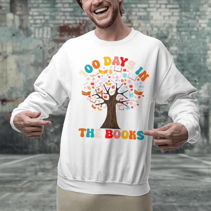 100 Days In The Books Reading Teacher 100th Day Of School Premium Unisex Sweatshirt