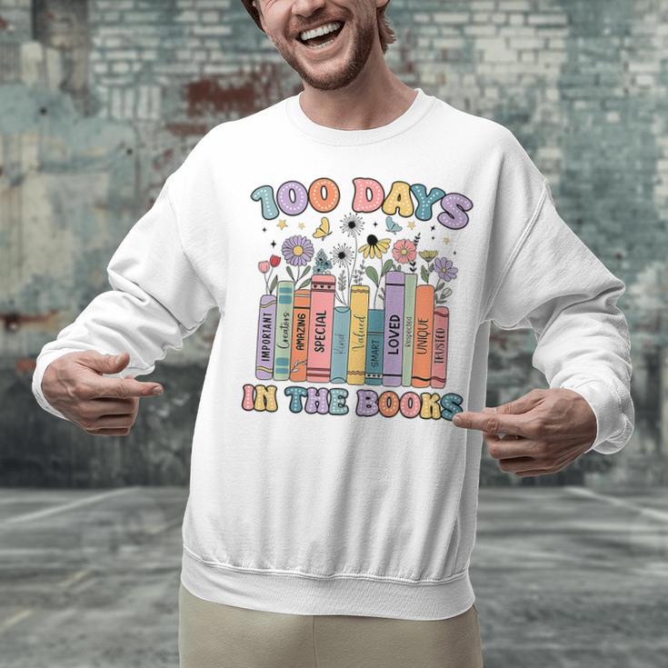 100 Days In The Books Reading Teacher 100th Day Of School Unisex Sweatshirt