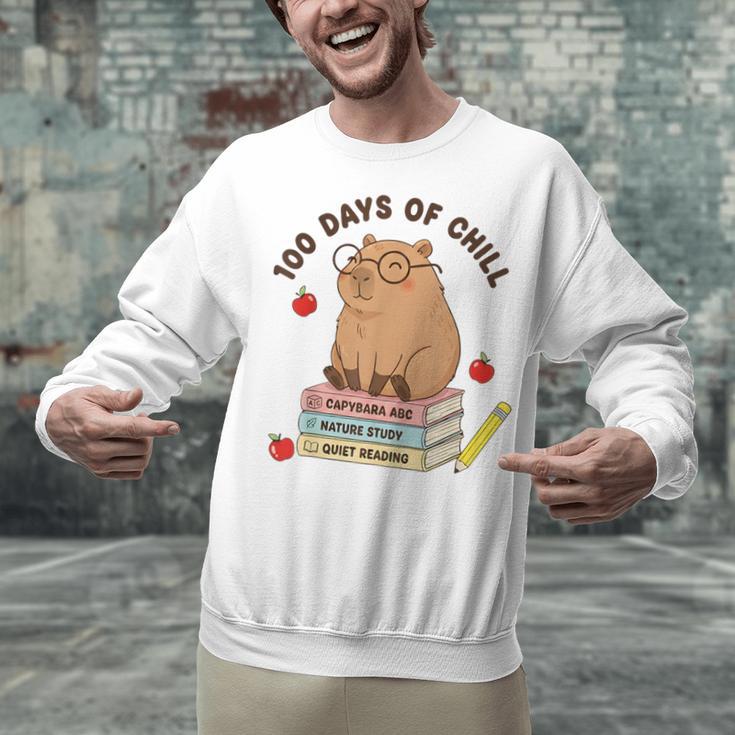 100 Days Of Chill Cute Capybara School Book Lover Unisex Sweatshirt