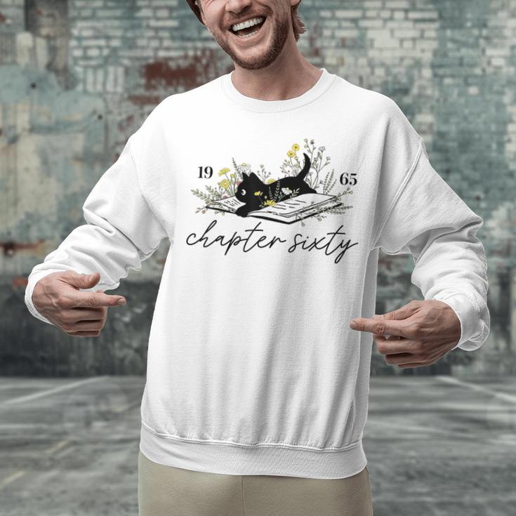 1965 Chapter Sixty Book Cat Lover 60th Birthday For Men Women Unisex Sweatshirt