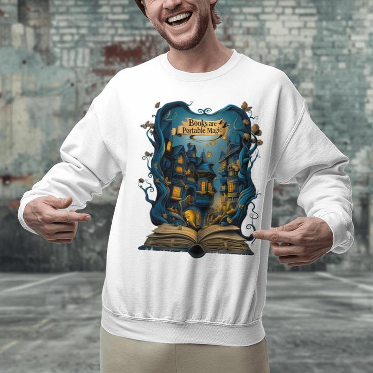 4 Books Are Portable Magic Bookish Reading Nerd Quote Unisex Sweatshirt