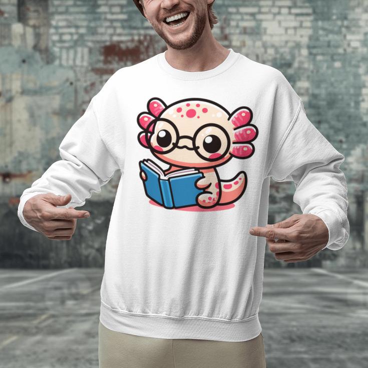 Adorable Book Lover Axolotl With Reading Glasses Cute Unisex Sweatshirt Adorable Book Lover Axolotl With Reading Glasses Cute Unisex Sweatshirt