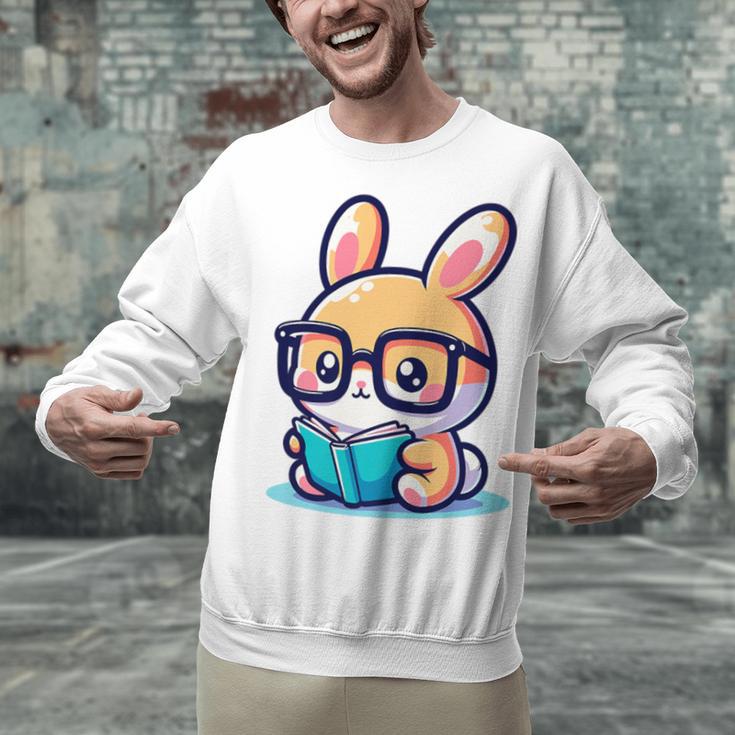 Adorable Book Lover Rabbit With Reading Glasses Cute Premium Unisex Sweatshirt Adorable Book Lover Rabbit With Reading Glasses Cute Premium Unisex Sweatshirt