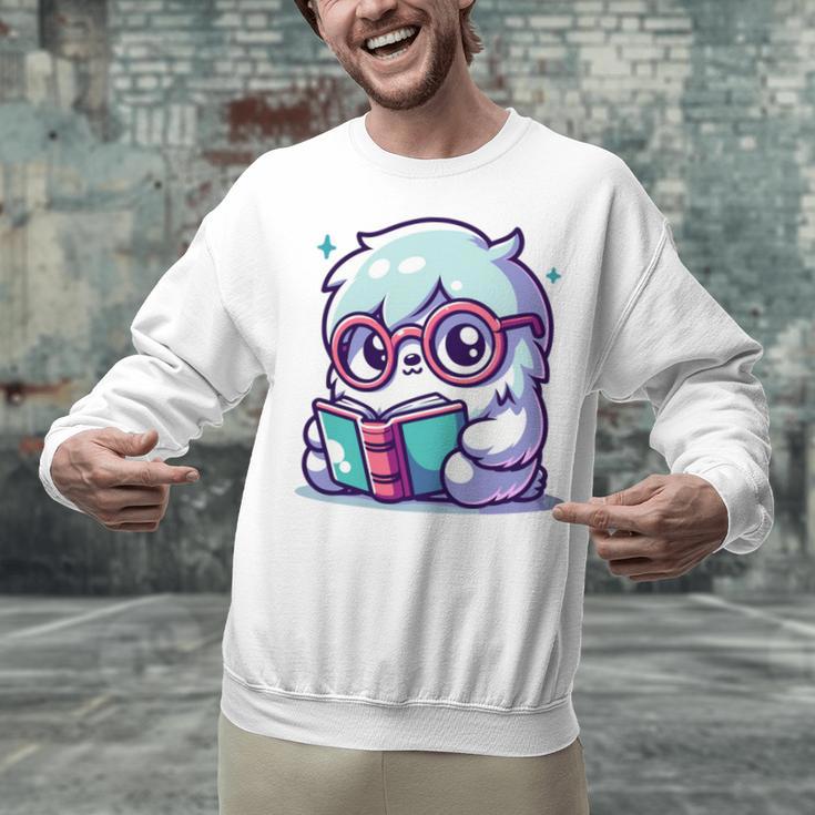Adorable Book Lover Yeti With Reading Glasses Cute Unisex Sweatshirt