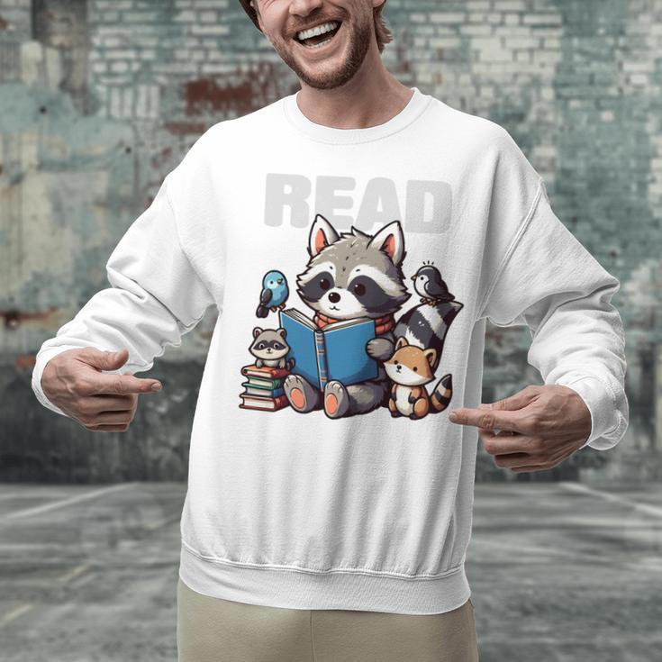 Animals Raccoon Reading Book Librarian Across America Kids Unisex Sweatshirt