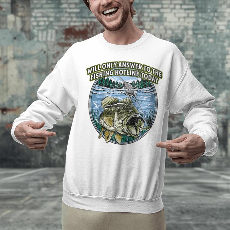 Answer To Fishing Hotline Introvert Humor Antisocial Raglan Baseball Tee Unisex Sweatshirt