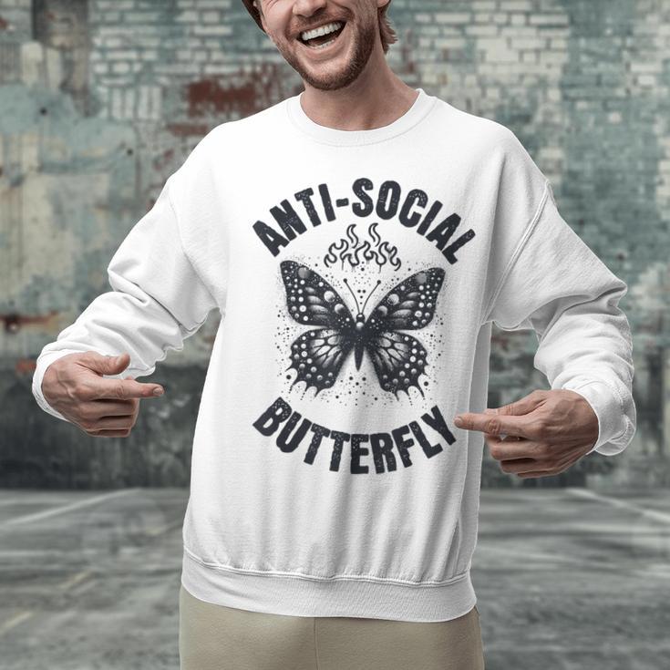 Anti-Social Butterfly Awkward Introvert Homebody Humor Unisex Sweatshirt