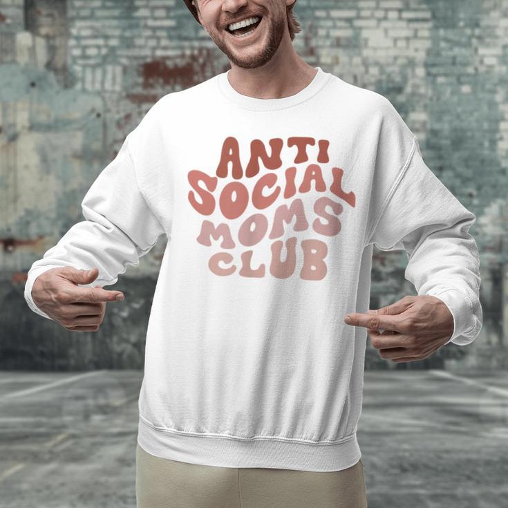 Anti Social Moms Club On Back Retro Introvert Unsociable Unisex Sweatshirt