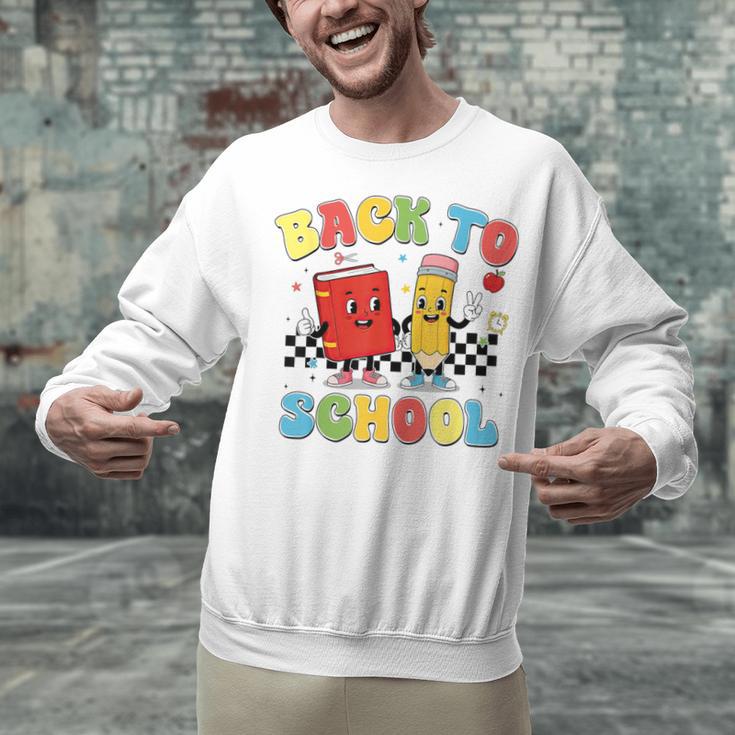 Back To School Checkered Book Pencil Groovy Teacher Student Unisex Sweatshirt Back To School Checkered Book Pencil Groovy Teacher Student Unisex Sweatshirt