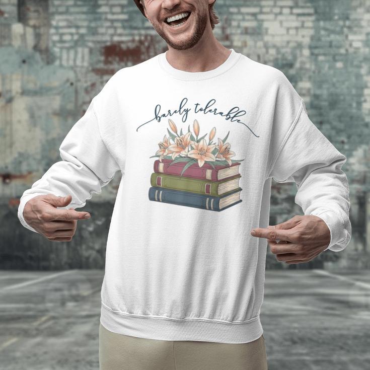 Barely Tolerable Book Lover Floral Quote Pride And Prejudice Unisex Sweatshirt