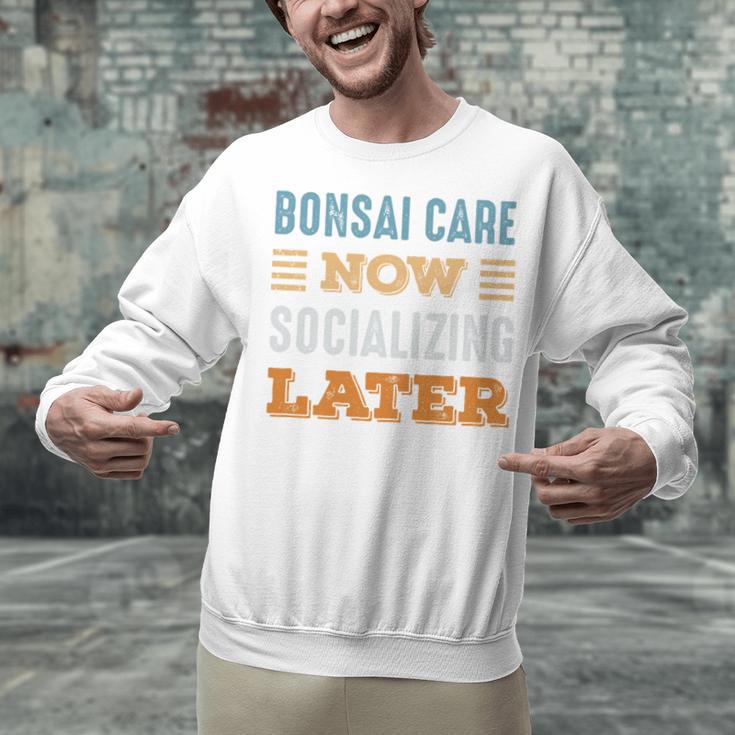 Bonsai Care Now Minimal Socializing Introvert Vintage Unisex Sweatshirt