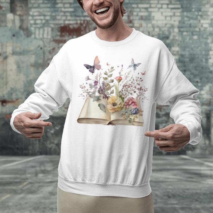 Book Flowers And Butterfly Beautiful Reading Reader Graphic Unisex Sweatshirt