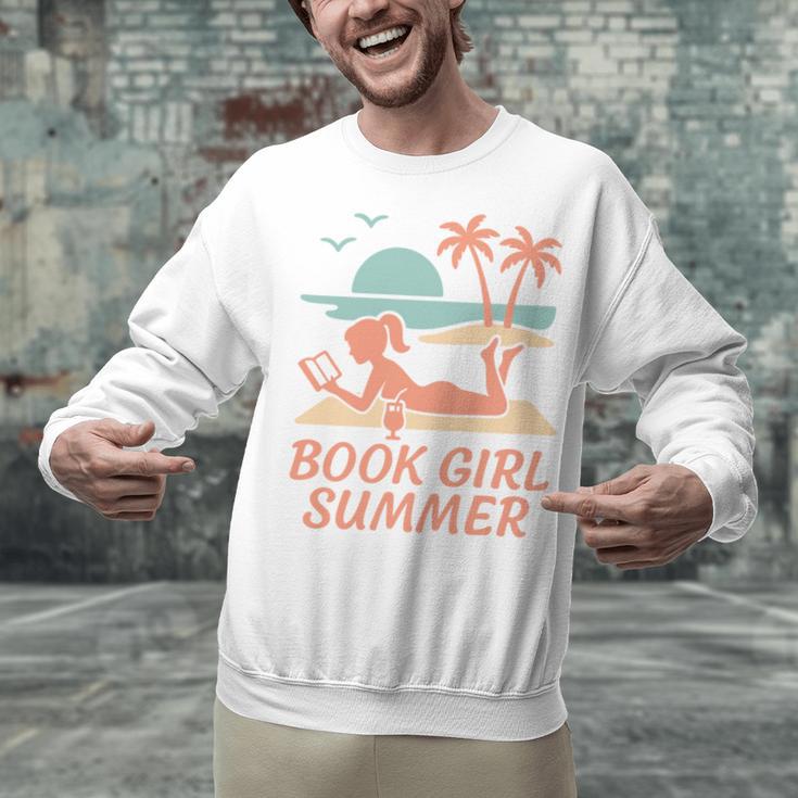 Book Girl Summer Book Reading Retro Sunset Unisex Sweatshirt