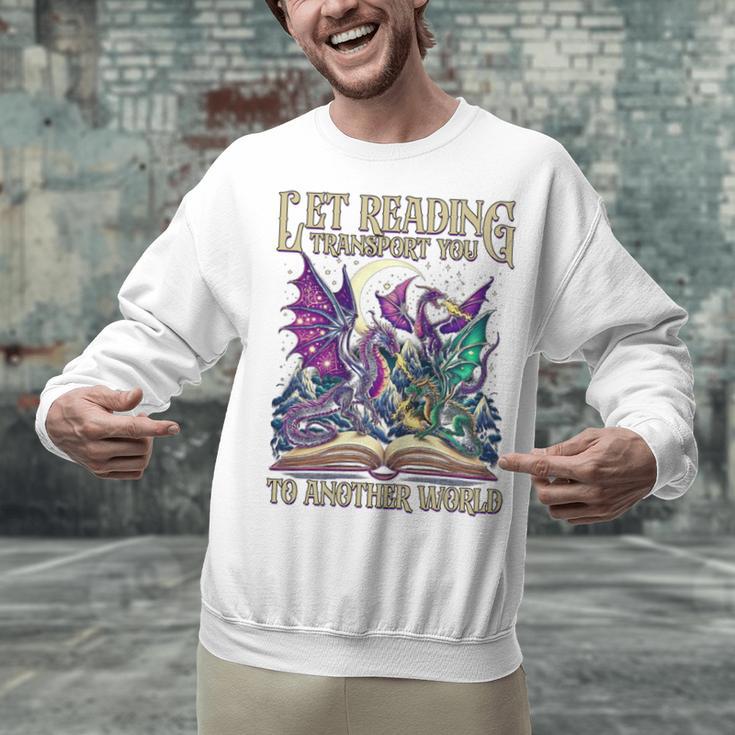 Book Lover Dragon Reading Transport You To Another World Unisex Sweatshirt