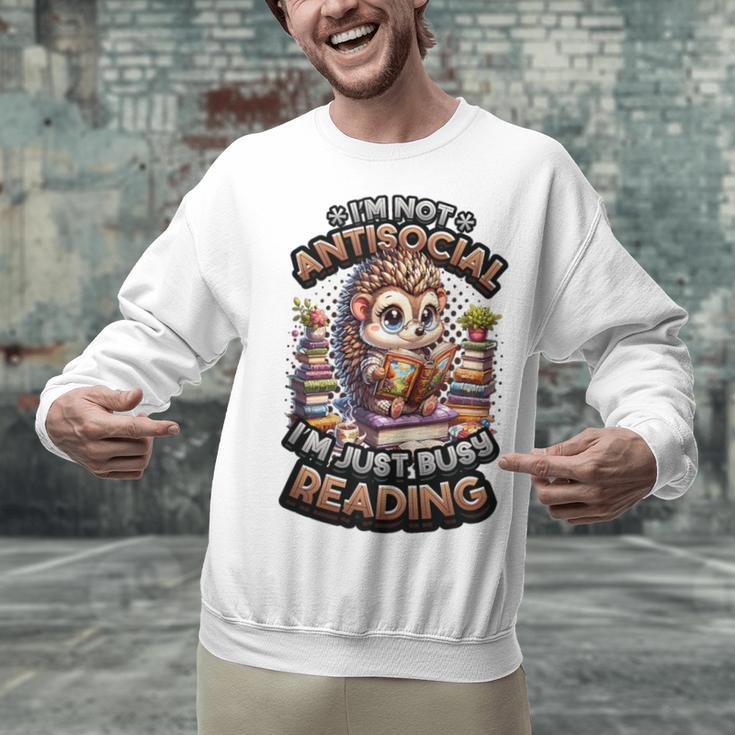 Book Lover Hedgehog Reading Books Introvert Bookworm Unisex Sweatshirt