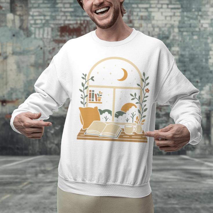 Book Lover Moonlight Reading Scene Night Unisex Sweatshirt