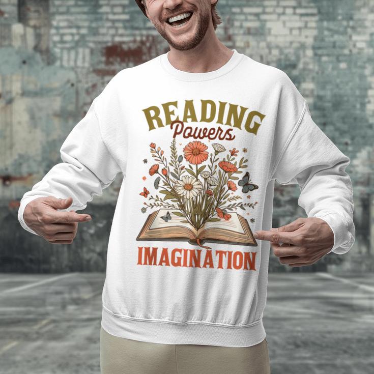 Book Lover Reading Bookish Floral Reading Powers Imagination Unisex Sweatshirt