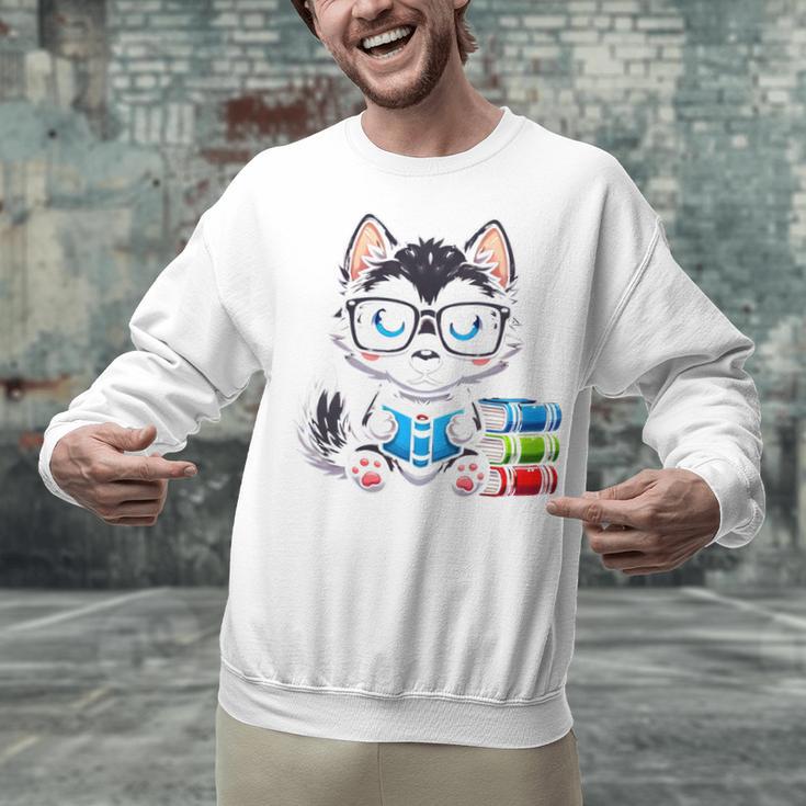 Book Lover Reading Husky Dog Unisex Sweatshirt