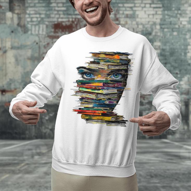 Book Women Graphic Art Colorful Eyes Unisex Sweatshirt