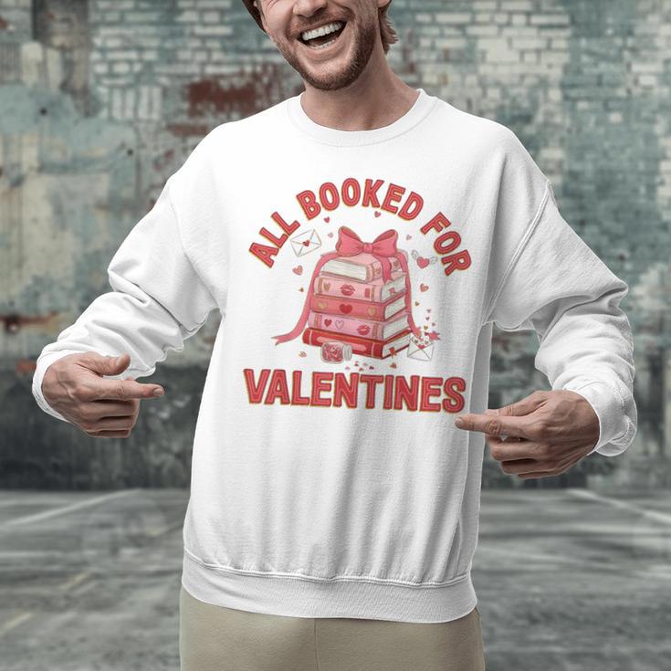 All Booked For Valentines Bow Heart Book Lover Valentine Day Unisex Sweatshirt