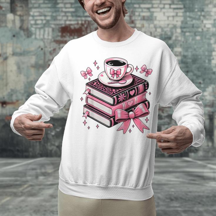 All Booked For Valentine's Teacher Coquette Bow Coffee Book Unisex Sweatshirt All Booked For Valentine's Teacher Coquette Bow Coffee Book Unisex Sweatshirt