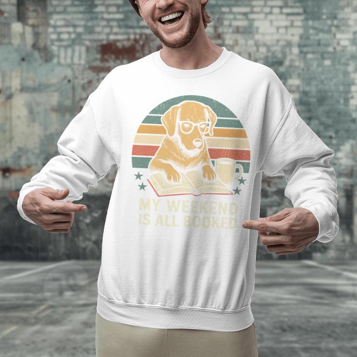 My Weekend Is All Booked Vintage Dog Reading Book Lovers Unisex Sweatshirt My Weekend Is All Booked Vintage Dog Reading Book Lovers Unisex Sweatshirt