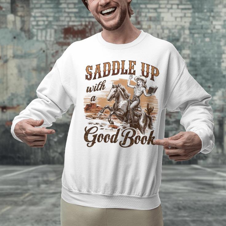 Bookish Retro Western Cowgirl Texas Book Lover Novel Reader Unisex Sweatshirt