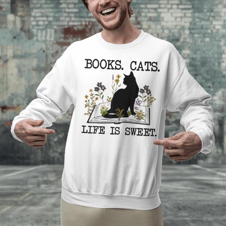 Books Cats Life Is Sweet Cat Book Lover Men Women Teen Unisex Sweatshirt Books Cats Life Is Sweet Cat Book Lover Men Women Teen Unisex Sweatshirt