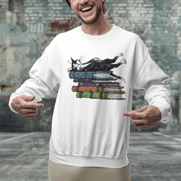 Books Cats Life Is Sweet Cats Books Lover Men Women Unisex Sweatshirt