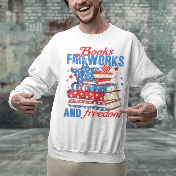 Books Fireworks And Freedom 4th Of July Book Lover Unisex Sweatshirt Books Fireworks And Freedom 4th Of July Book Lover Unisex Sweatshirt