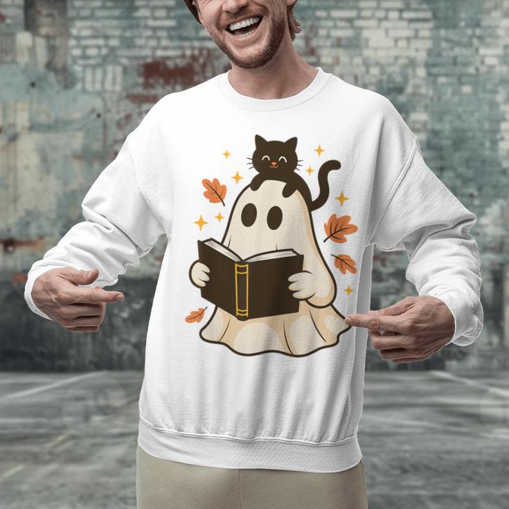 Books Ghost Reading Book Halloween Library Cat Fall Unisex Sweatshirt Books Ghost Reading Book Halloween Library Cat Fall Unisex Sweatshirt