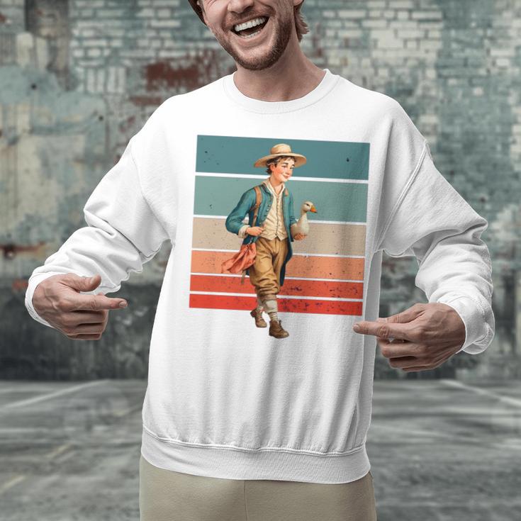 Boy Goose Vintage Rural Pastoral Charm Nostalgia Simple Life Unisex Sweatshirt
