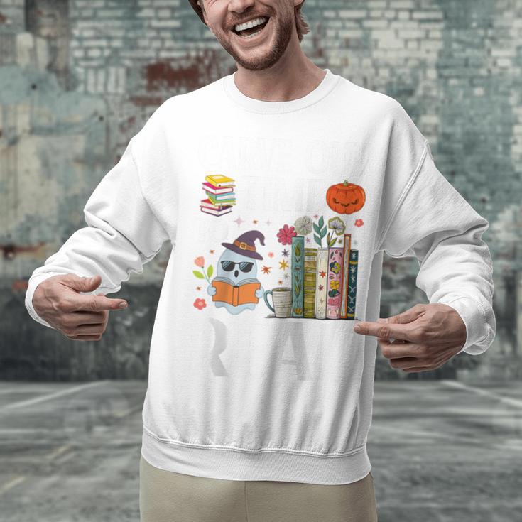 Carve Out Time To Read Halloween Ghost Books Raglan Baseball Tee Unisex Sweatshirt